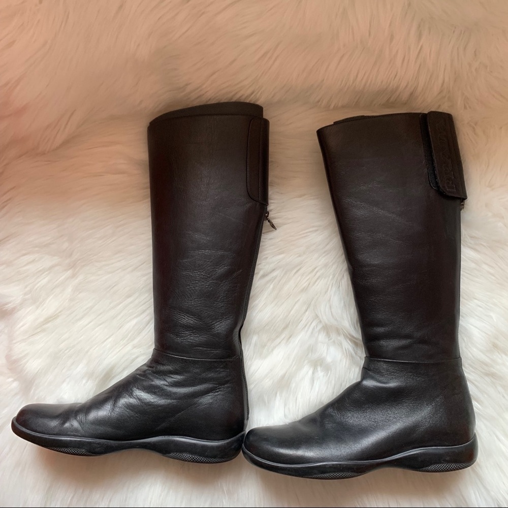 Authentic PRADA Logo Calzature Donna Moto Boots - Picture 3 of 8